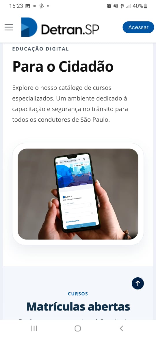 Tela do celular do Portal EAD