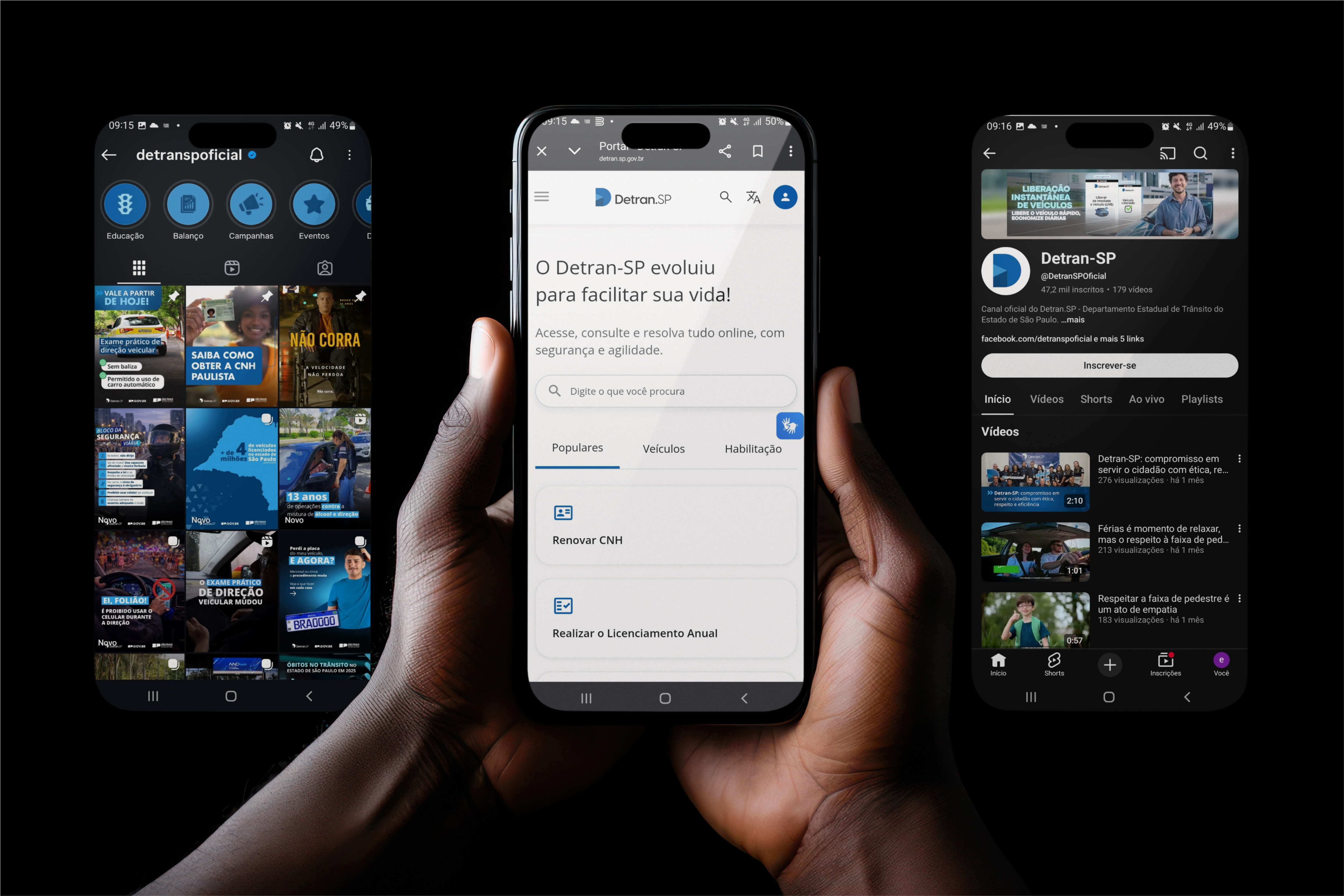 Dispositivos móveis exibindo o portal EPT